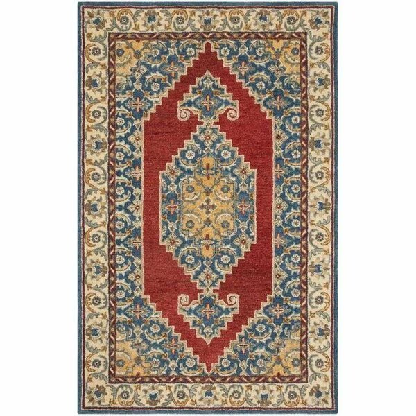 5 x 8 ft. Antiquity Hand Tufted Area RugBlue & Red, Safavieh, Mfr#: AT505M-5